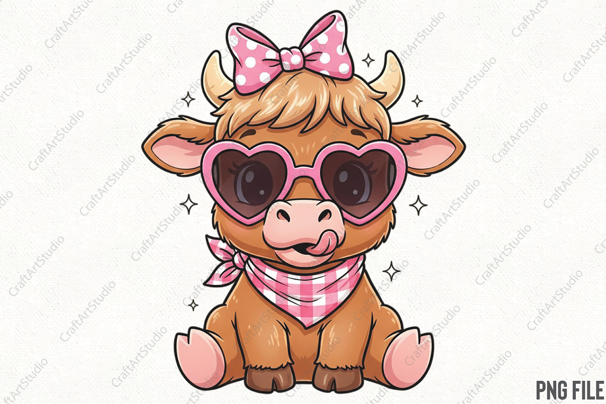 Valentine Heifer Highland Cow PNG, an Illustration by CraftArtStudio (Photo 1 of 4)
