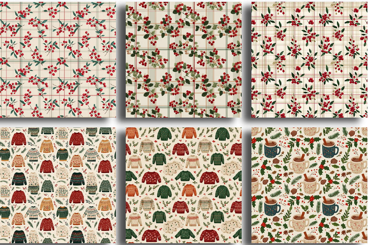 Boho Christmas Seamless Paper Bundle, an Illustration by CraftArtStudio (Photo 3 of 3)