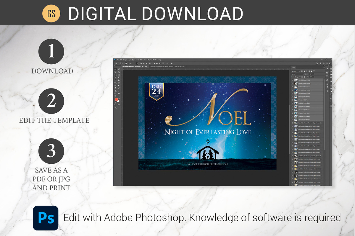 Noel Christmas Postcard Photoshop, a Flyer Template by Godserv Designs (Photo 10 of 11)