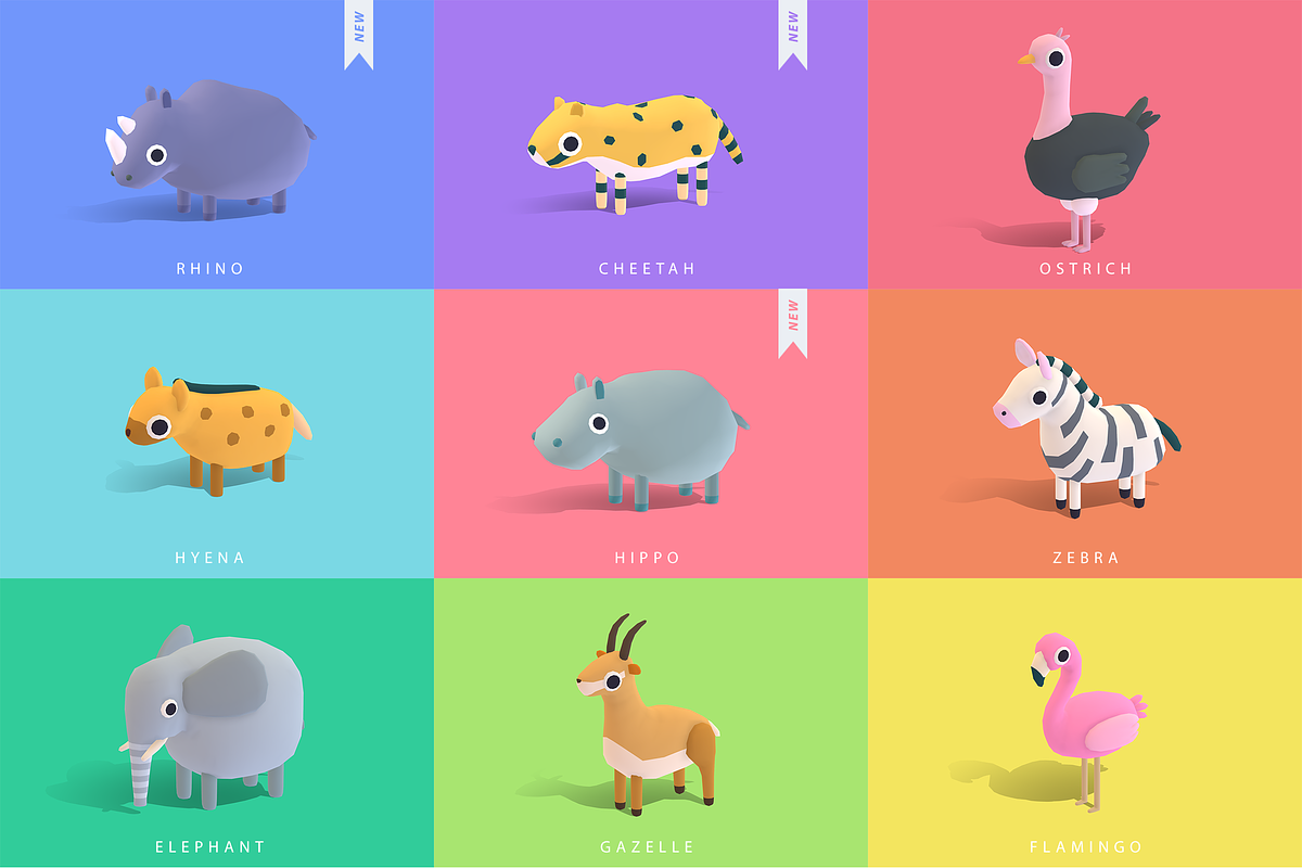 Quirky Series - Animals Mega Pack, an Animal 3D Model by Polydactyl (Photo 12 of 13)
