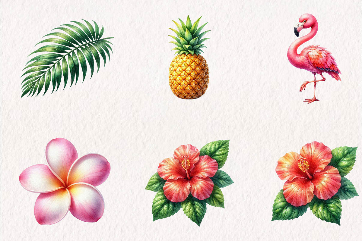 Tropical Floral Plants & Frames Set, a Seasonal Illustration by CreationArt (Photo 4 of 7)