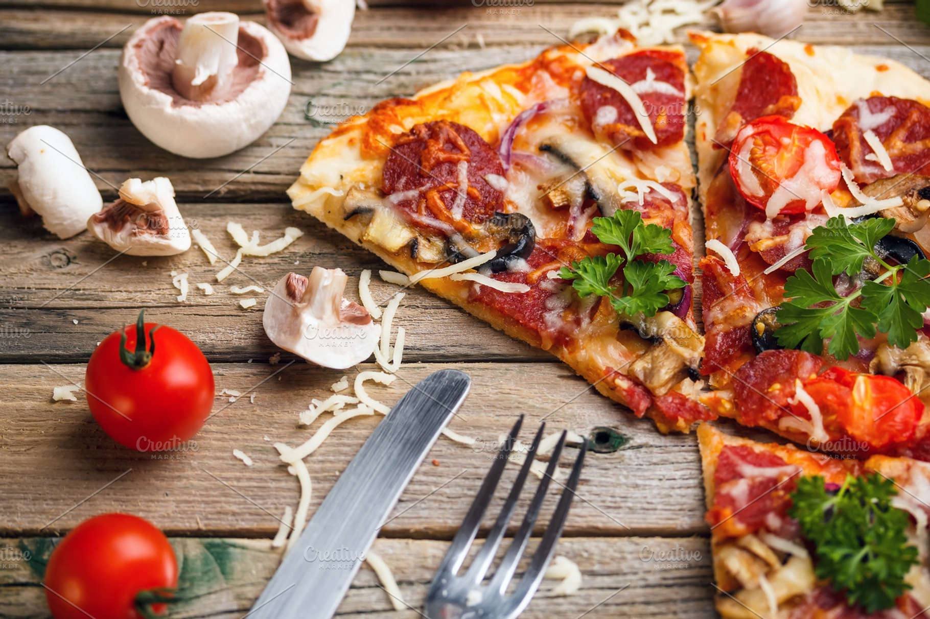 Delicious Italian Pizza Stock Photo Containing Pizza And Food