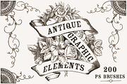 Antique Graphic Elements Brushes, a Brush Add-On by Blue Line Design (Thumbnail 1 of 8)