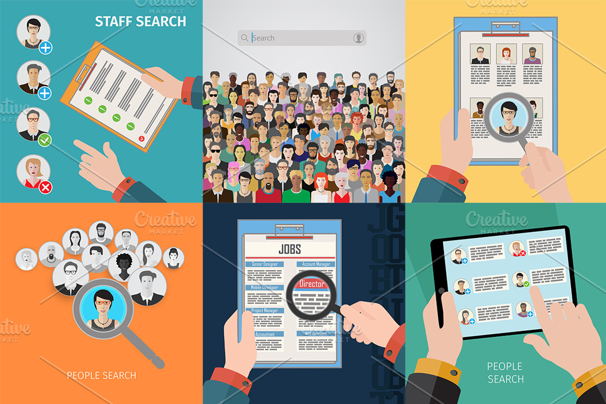 People search vector illustration, a Person Illustration by Digithings
