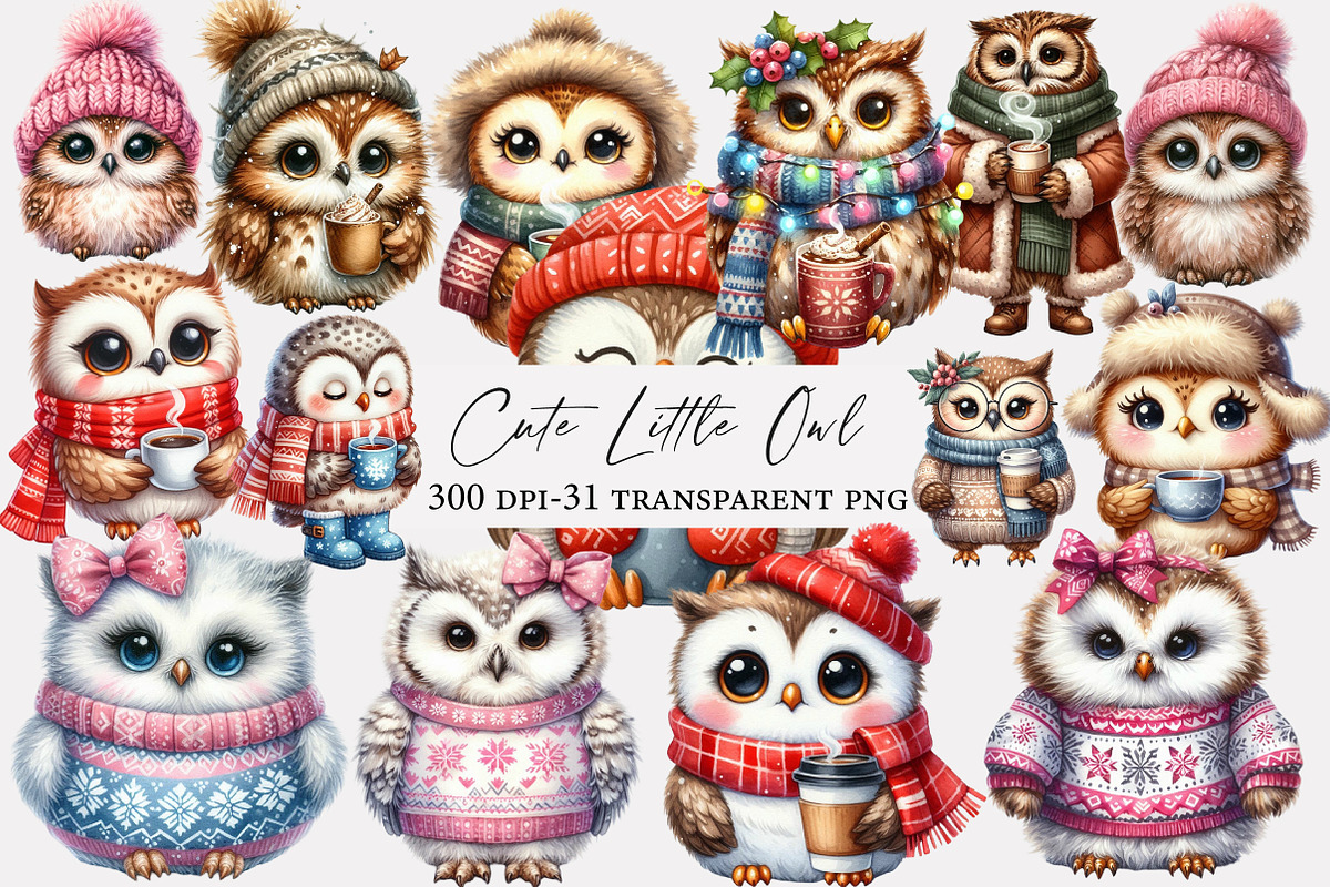 Cute Little Owl Clipart Sublimation, an Illustration by Designworld (Photo 1 of 5)