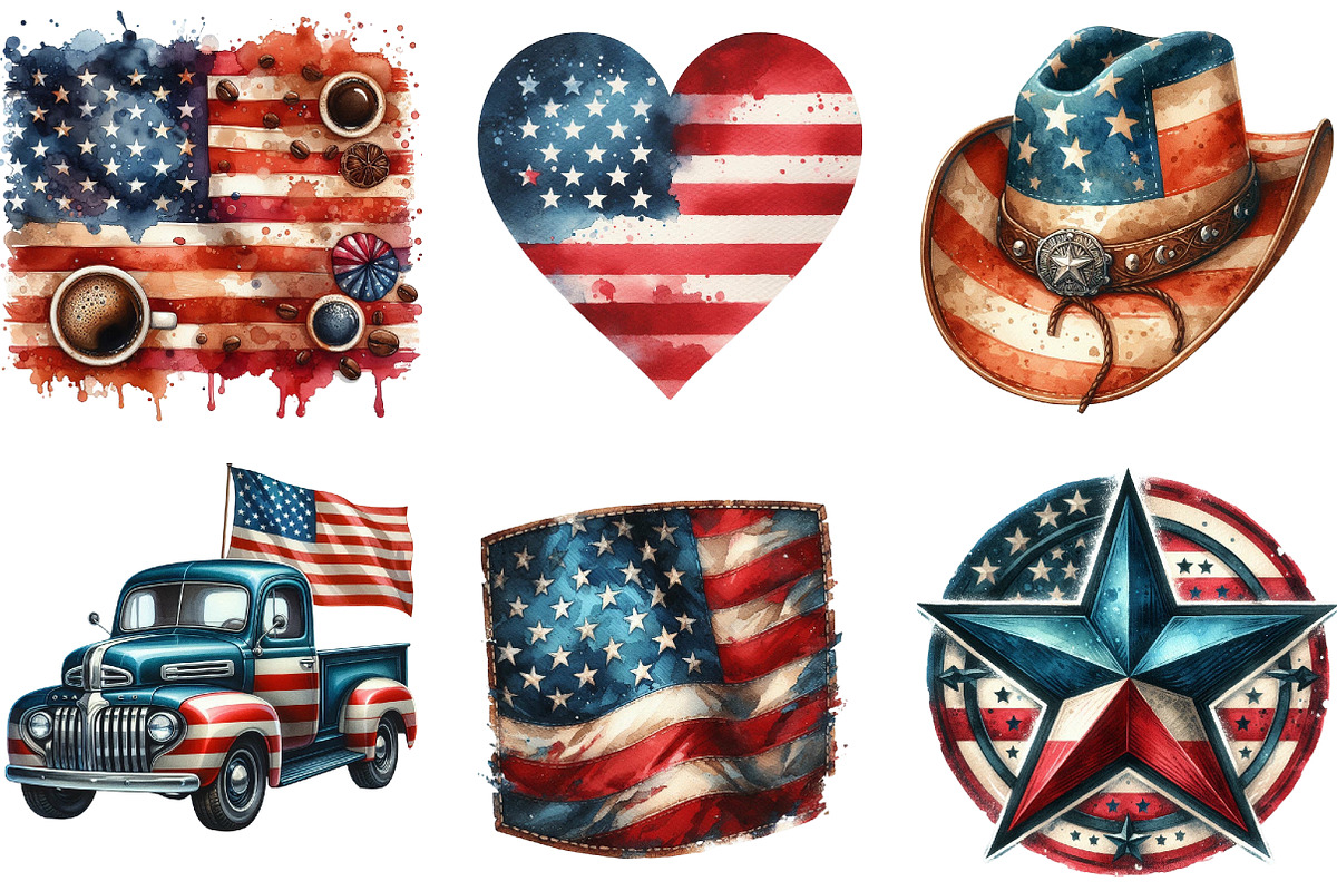 Vintage Grunge American Flag Clipart, an Illustration by DreamArtGraphic (Photo 2 of 6)