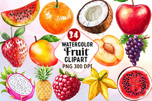 Watercolor Fruit Clipart, an Illustration by Watercolor design