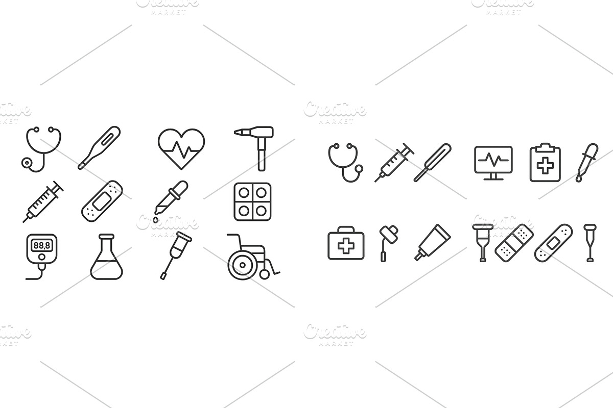 Set of clean and minimal web icons, a Healthcare Illustration by ZinetroN