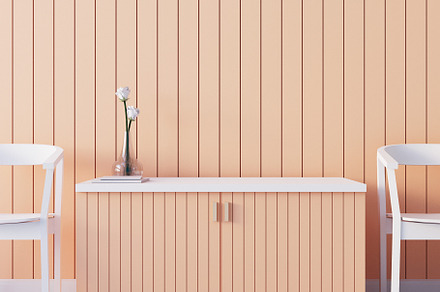 Peach Fuzz color wall interior 2024, an Architecture Photo by TONTECTONIX