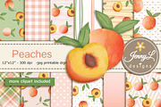 Peaches Digital Papers and Clipart, a Pattern Graphic by JennyL Designs (Thumbnail 1 of 7)