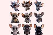 Cute Bat PNG Clipart Bundle, a Graphic by M9 Design (Thumbnail 3 of 8)