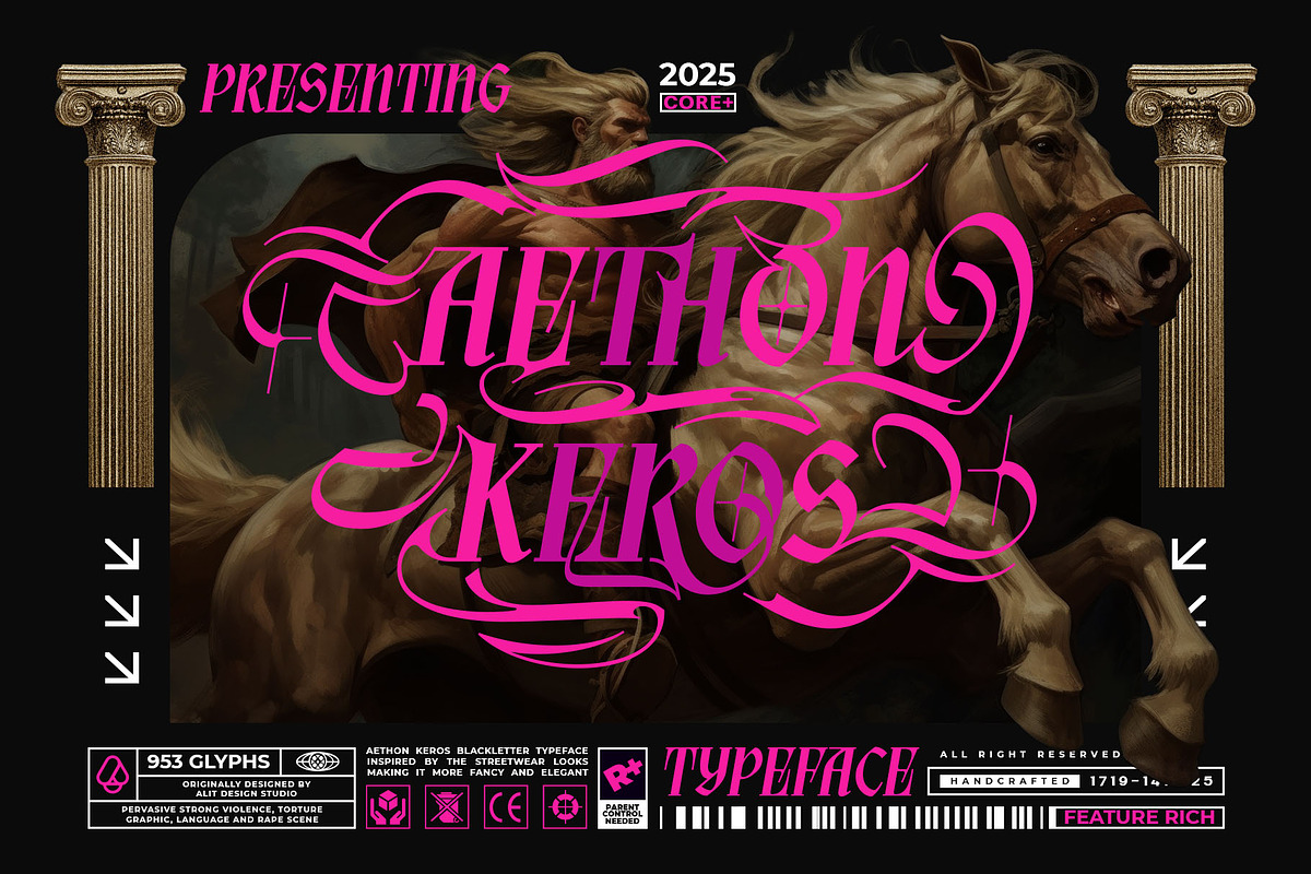Aethon Keros Typeface, a Blackletter Font by alit design (Photo 1 of 20)