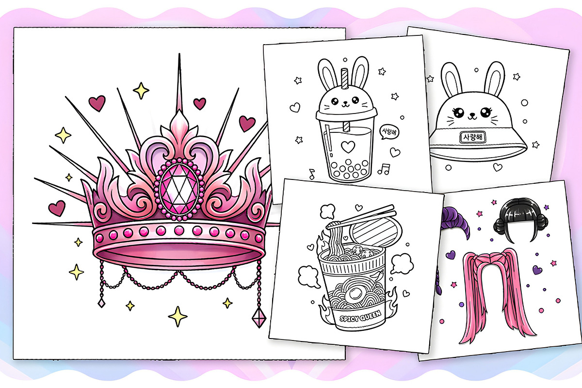 K-Pop Vibes Coloring Pages, an Object Illustration by Flurry Art (Photo 2 of 3)