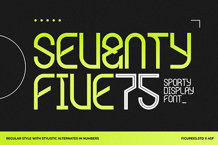 Seventy Five - Sporty Display Font, a Sans Serif Font by figuree studio