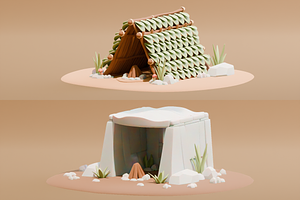 Stone Age Shelter 3D Model