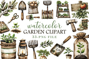 Watercolor Garden Clipart, an Illustration by Libby Wishes