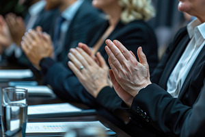 Contemporary business people hands clapping at conference, a Business Photo by AlyaAnd