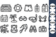 Summer Vacation Icon Set, an Illustration by designvectx (Thumbnail 1 of 3)
