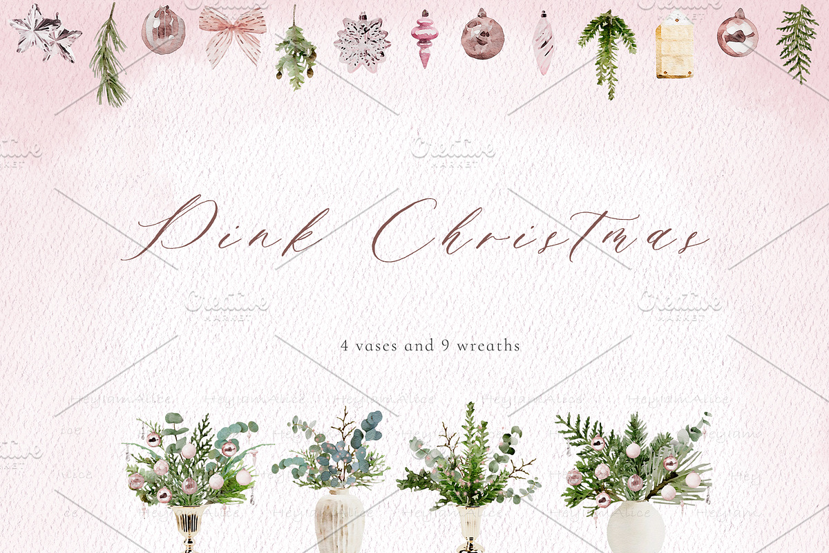 Pink Christmas, a Decorative Illustration by heyiamalice (Photo 3 of 15)