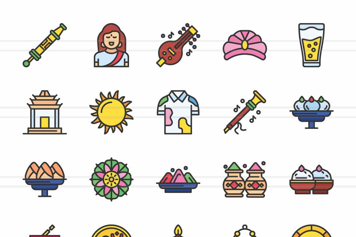 50 Holi Filled Line Icons, an Icon by IconBunny (Photo 2 of 2)