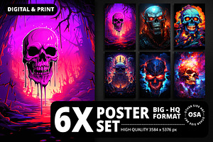 Evil Abstract Poster Design Set