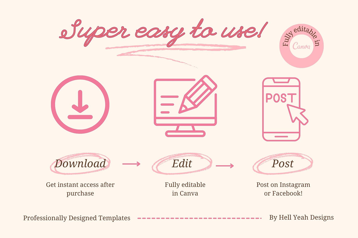 Cute Pink Craft Pack Instagram Post, a Social Media Template by Hell Yeah Designs (Photo 4 of 6)