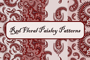 Red floral Paisley patterns, a Pattern Graphic by ThaiByGaew (Thumbnail 1 of 3)