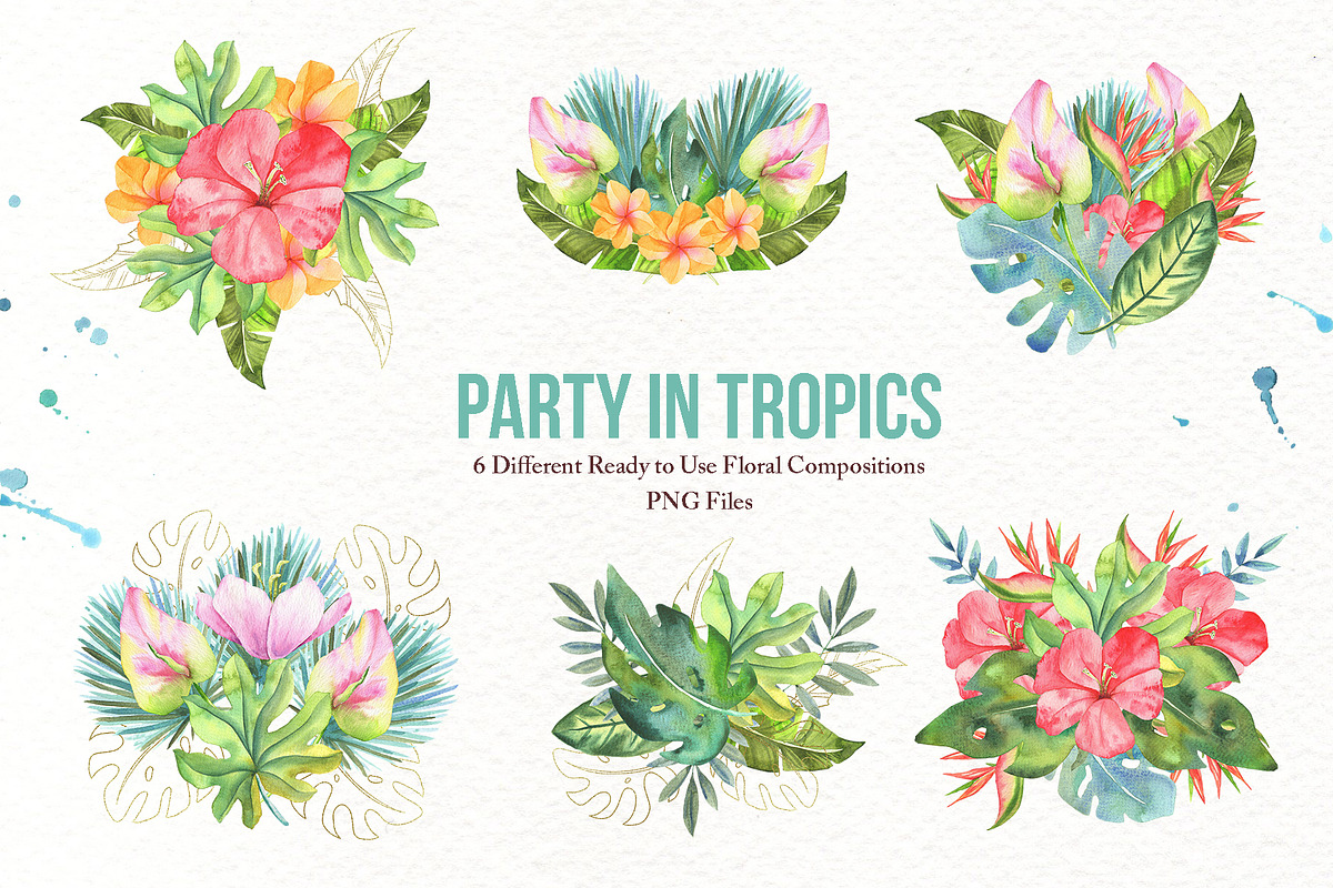 Watercolor Tropical Party, an Animal Illustration by TanataDesign (Photo 6 of 13)