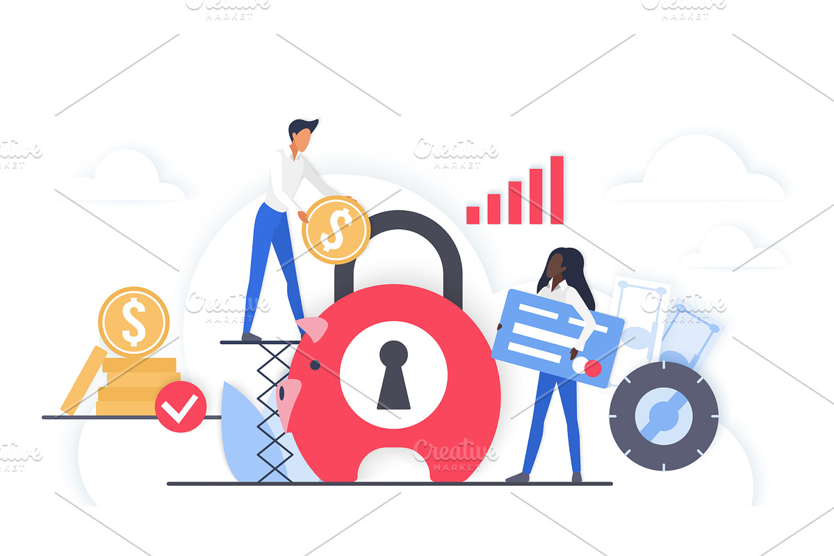 Money security savings protection, a Finance Illustration by Lemberg Vector