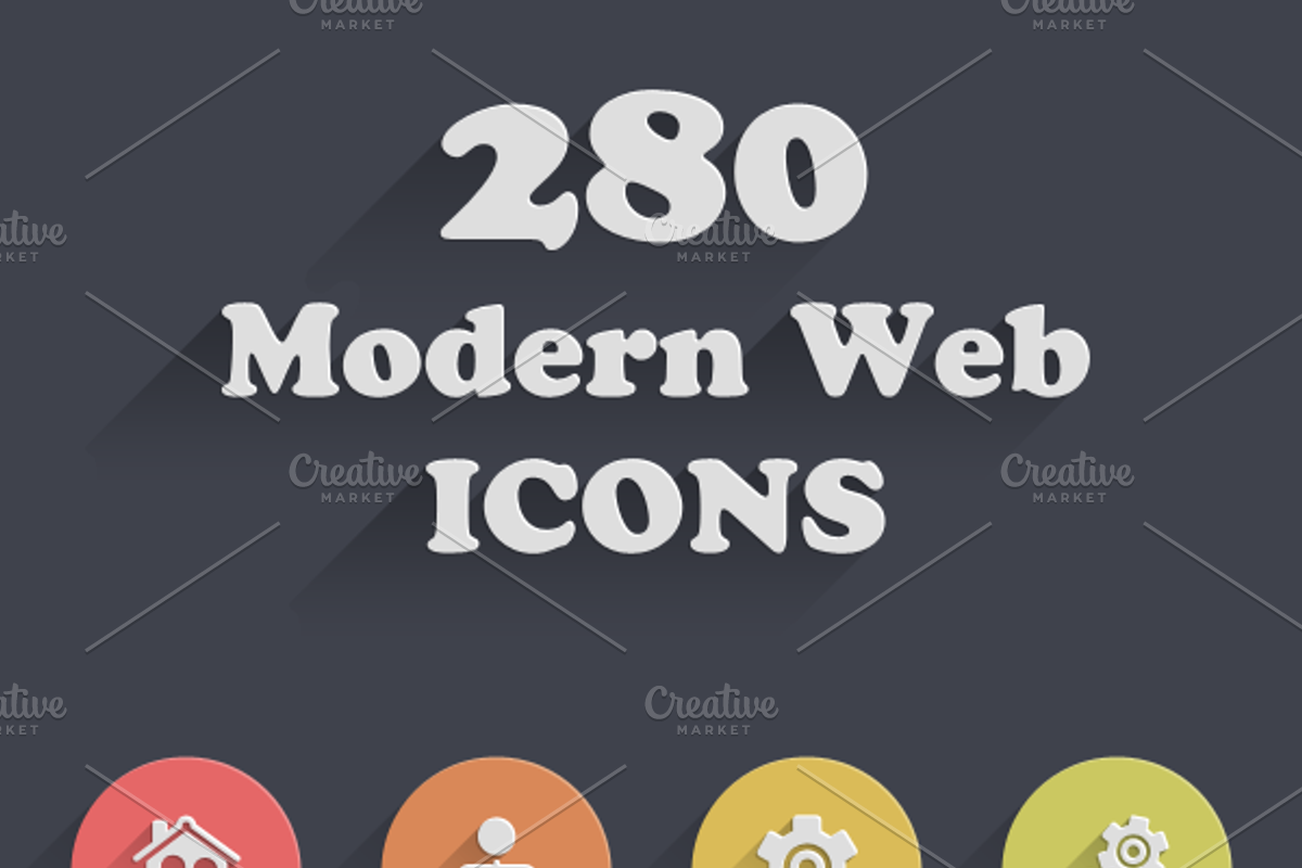 280 Modern Web Icons (7 Styles) preview 2