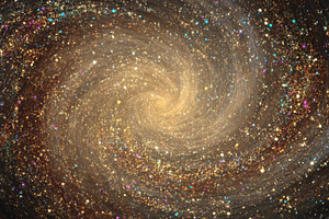 Stars and dust swirl in a galaxy, a Photo by Pavel_design