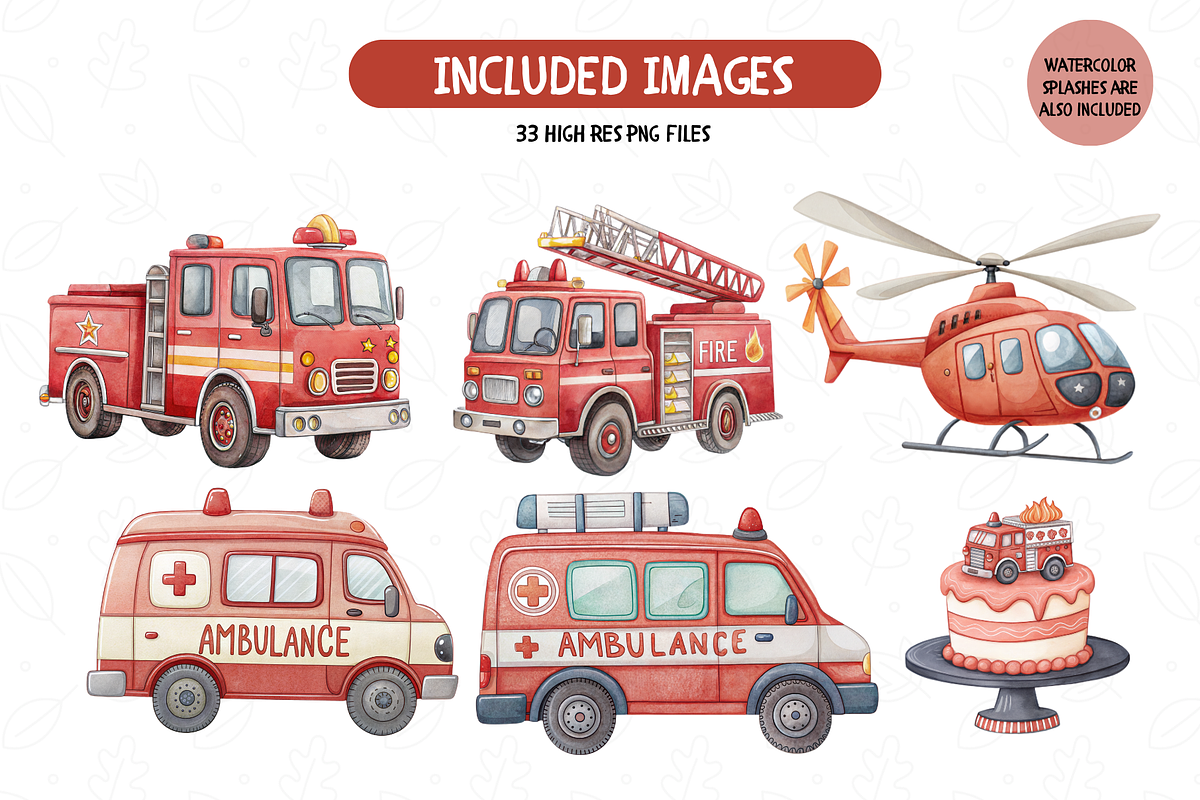 Cute Firefighters Clipart Set, an Illustration by TatiMockup (Photo 2 of 5)