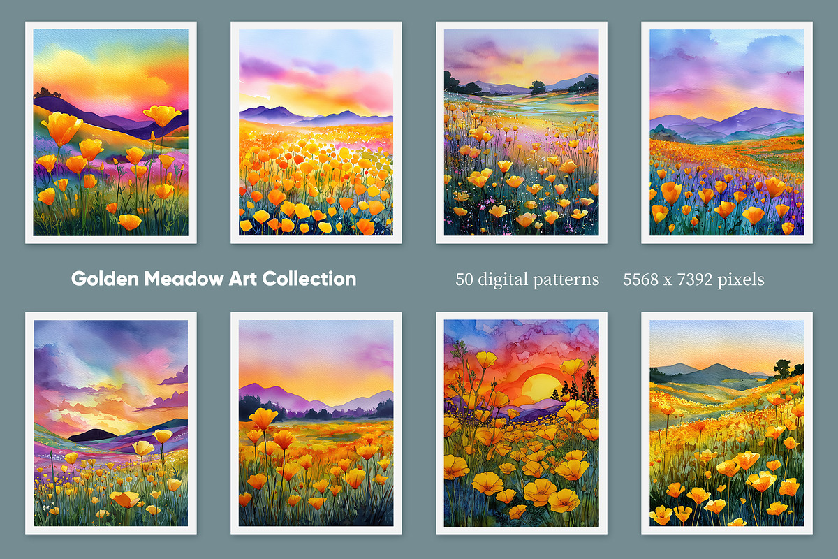 Golden Meadow Art Collection, a Decorative Illustration by Housui Patterns (Photo 2 of 12)