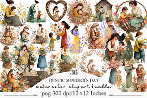 Rustic Mother’s Day Clipart Bundle, an Illustration by Designking