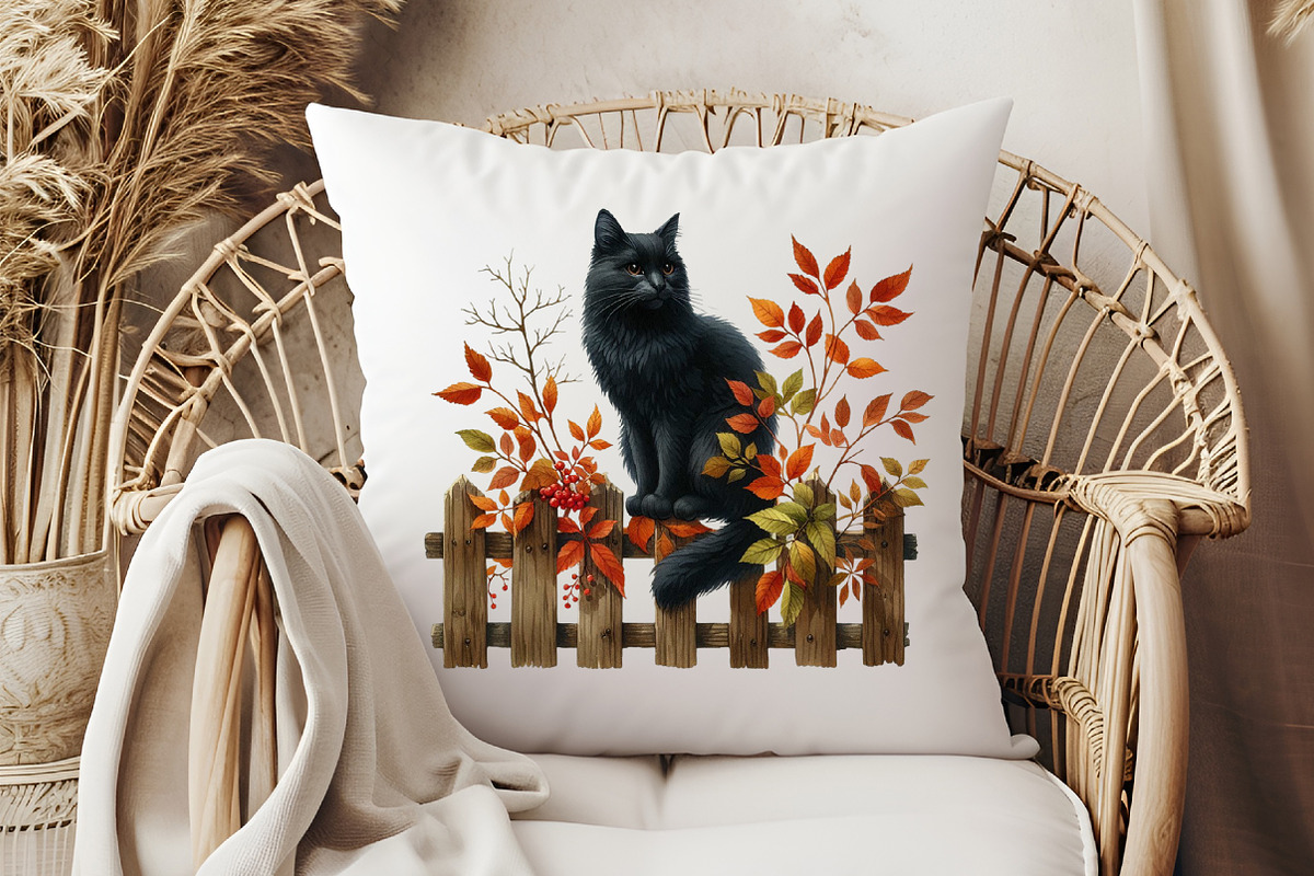 Autumn Black Cat Clipart, an Illustration by Pixels.Craft (Photo 4 of 7)