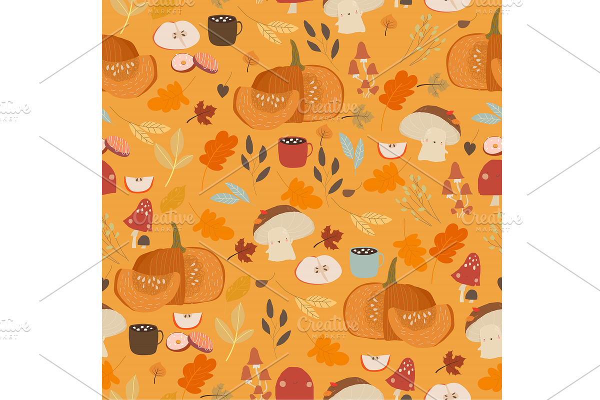 Seamless Pattern with Autumn Plants, an Object Illustration by Maria Starus