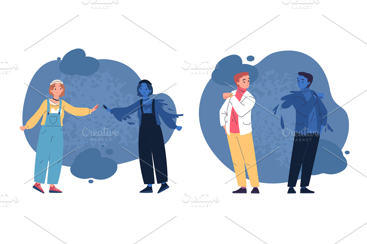 Self shadow. Aware woman man with, an Illustration by Stock-Smart-Start
