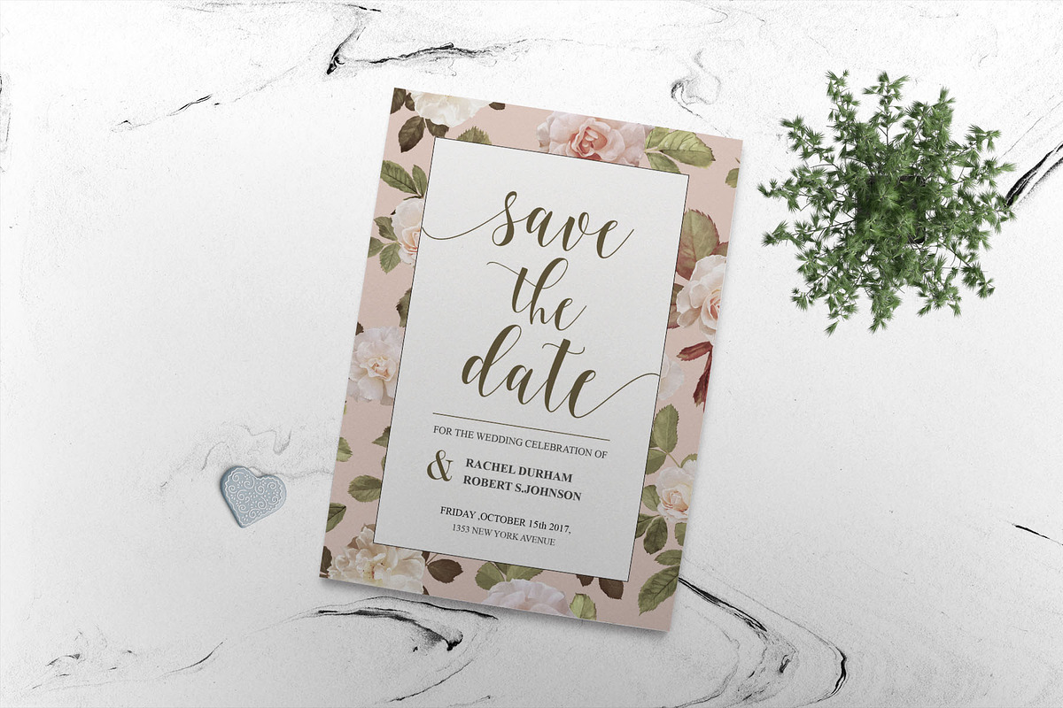 Floral save the date card, an Invitation Template by Chic templates (Photo 3 of 3)