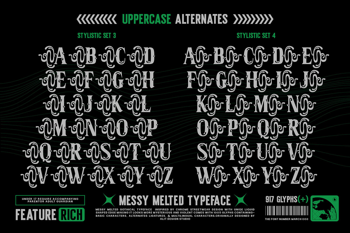 Messy Melted Typeface, a Serif Font by alit design