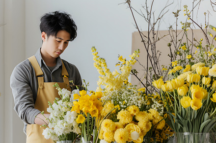 Asian male florist, a Person Photo by OlgaPilnik