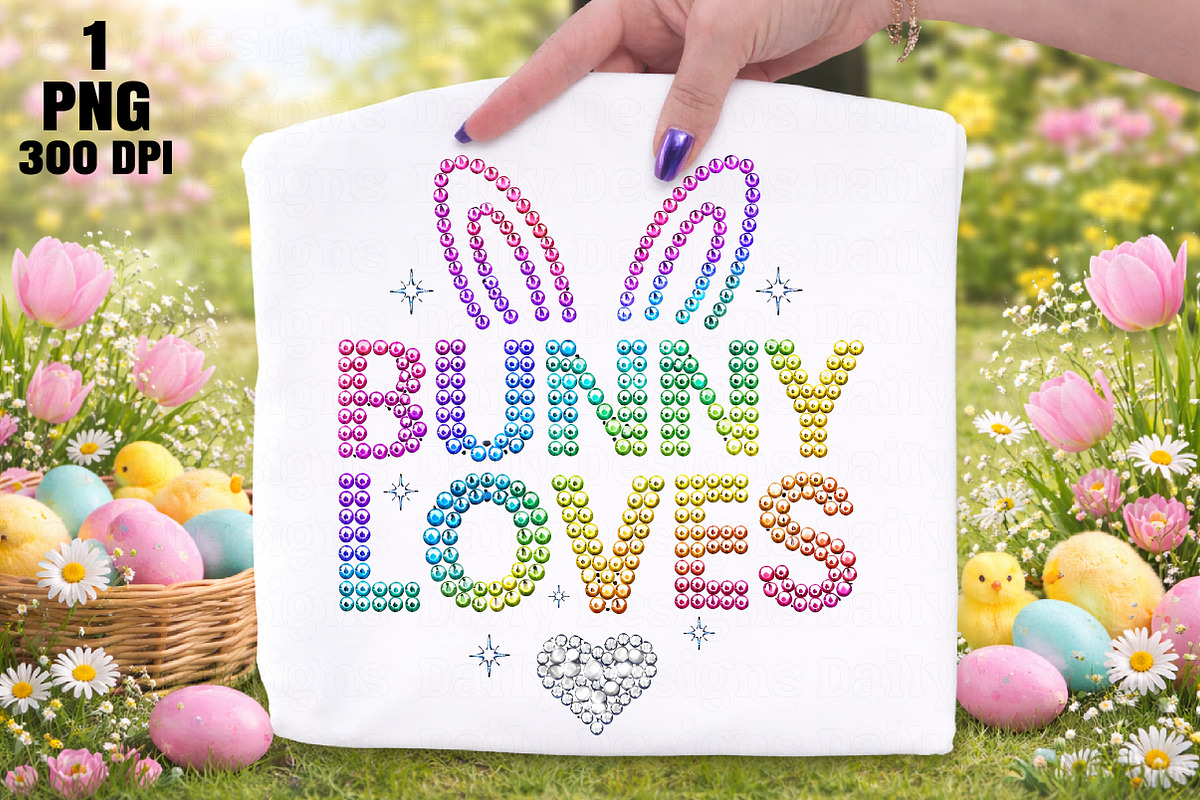 Rhinestone Bunny Love PNG, an Illustration by Daily.Designs (Photo 1 of 5)