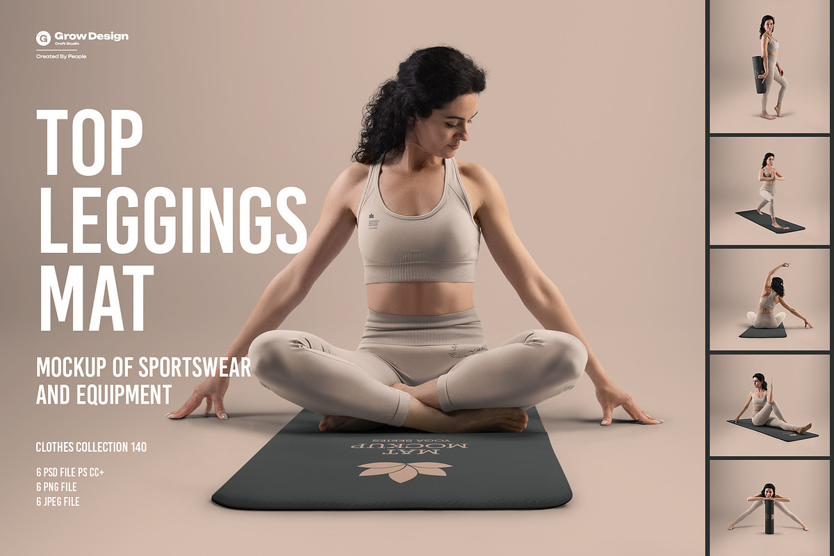 6 Mockups Leggings, Top and Mat, an Apparel Mockup by Grow Design Craft Studio (Photo 1 of 7)
