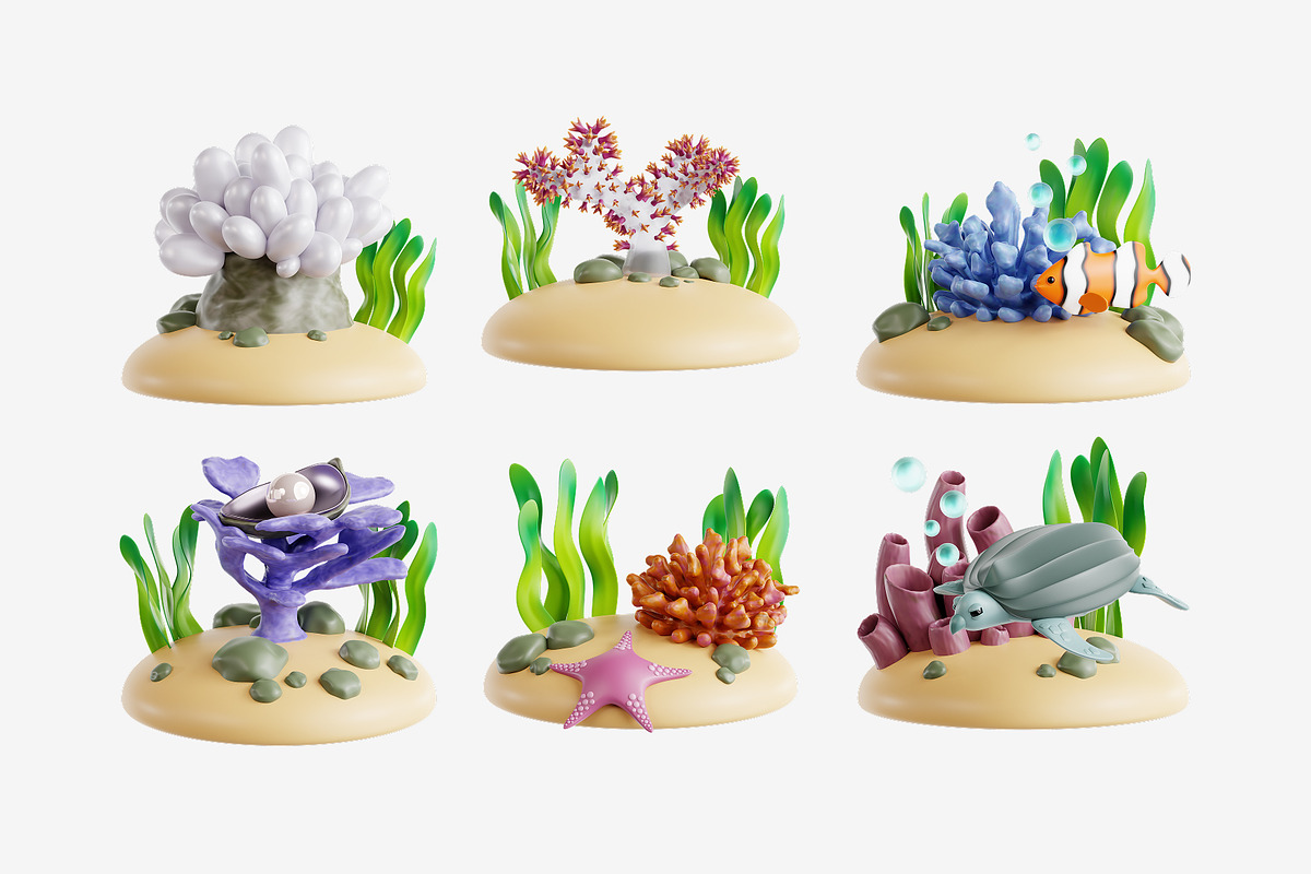 Coral 3D Icon Set, an Object 3D Model by Eklip Studio (Photo 2 of 3)