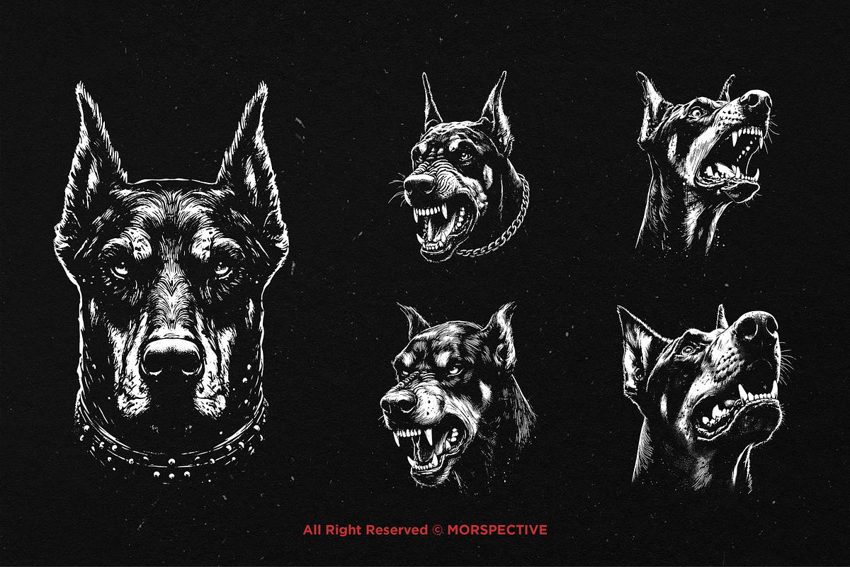 10 Bundle Dark Art Doberman Dog, an Illustration by Morspective (Photo 3 of 7)