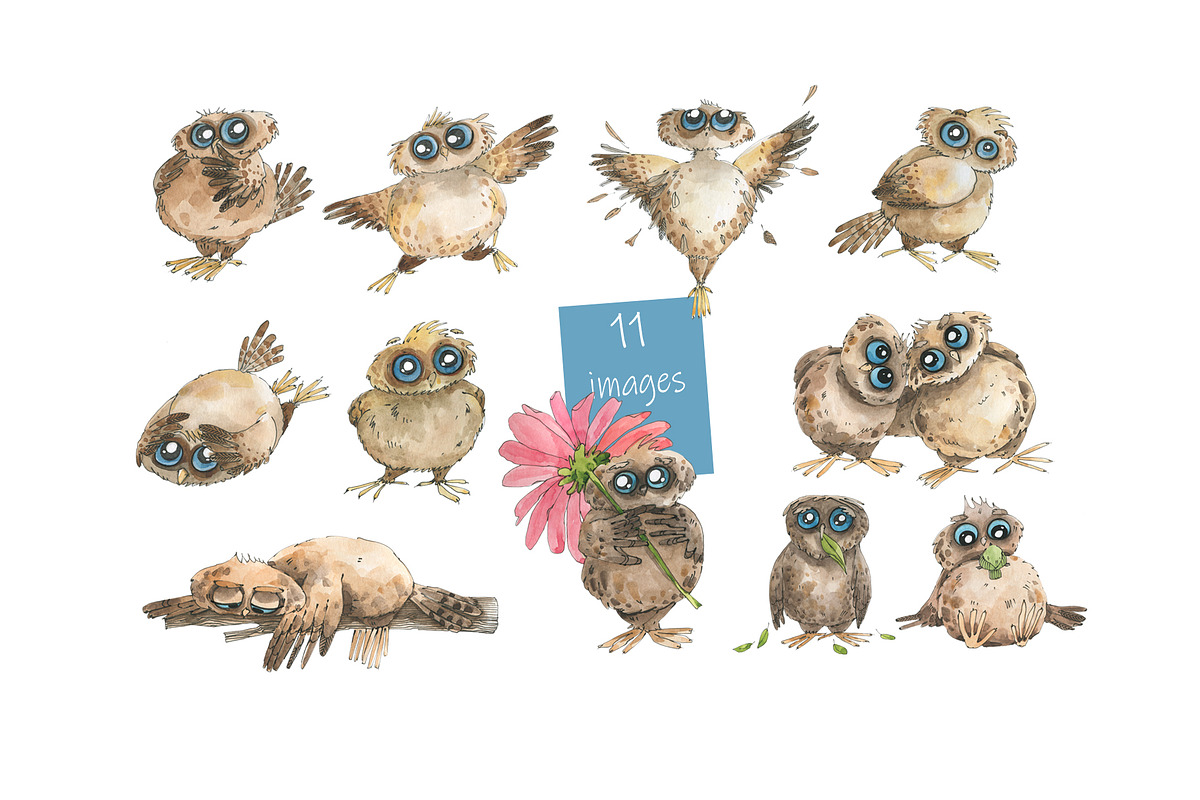 Сute owls. Seamless patterns., a Pattern Graphic by Novikova Lida (Photo 2 of 9)