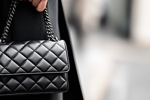 Close up of a luxurious black bag, a Beauty & Fashion Photo by MistyDay