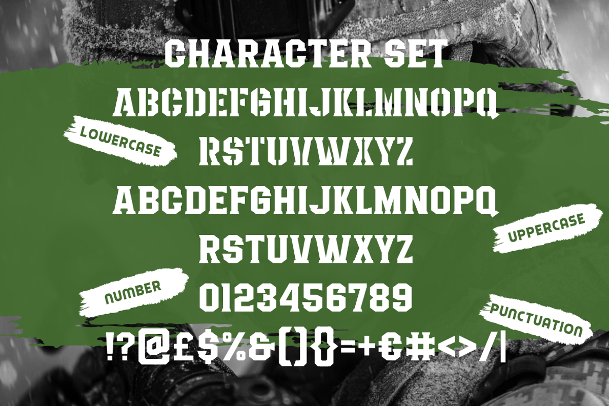 Patrol Squad Military Stencil Font, a Font by PutraCetol Studio (Photo 4 of 5)