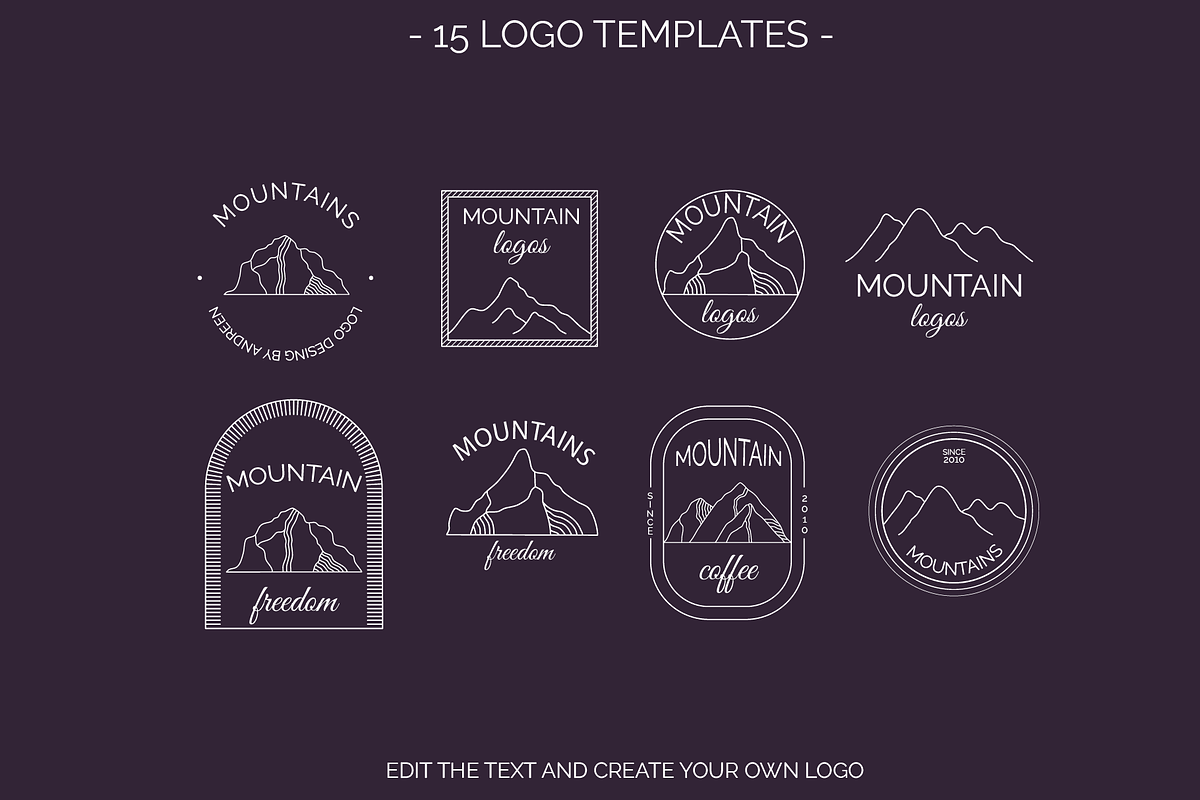 MOUNTAIN Logos, Icons and Frames, a Branding & Logo Template by Andreen (Photo 2 of 15)