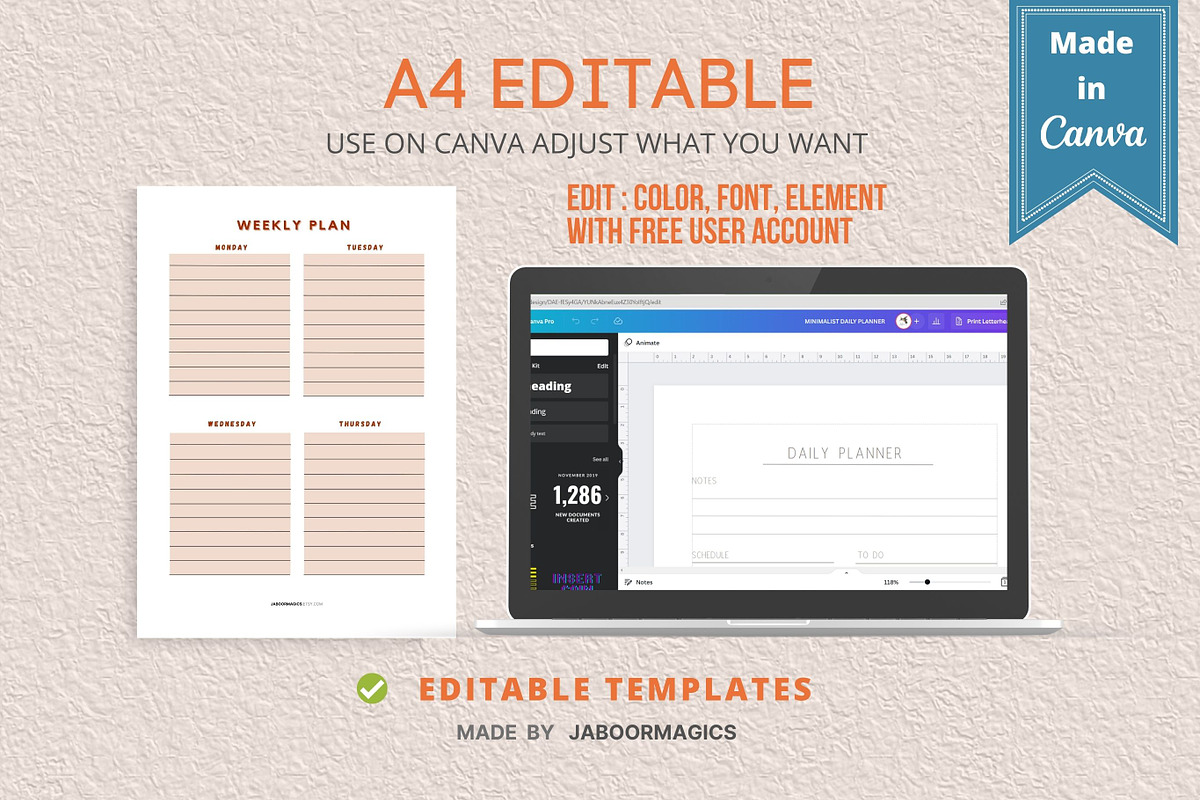 Weekly Planner Template, Canva, a Templates & Theme by Jaboor Magics (Photo 3 of 5)