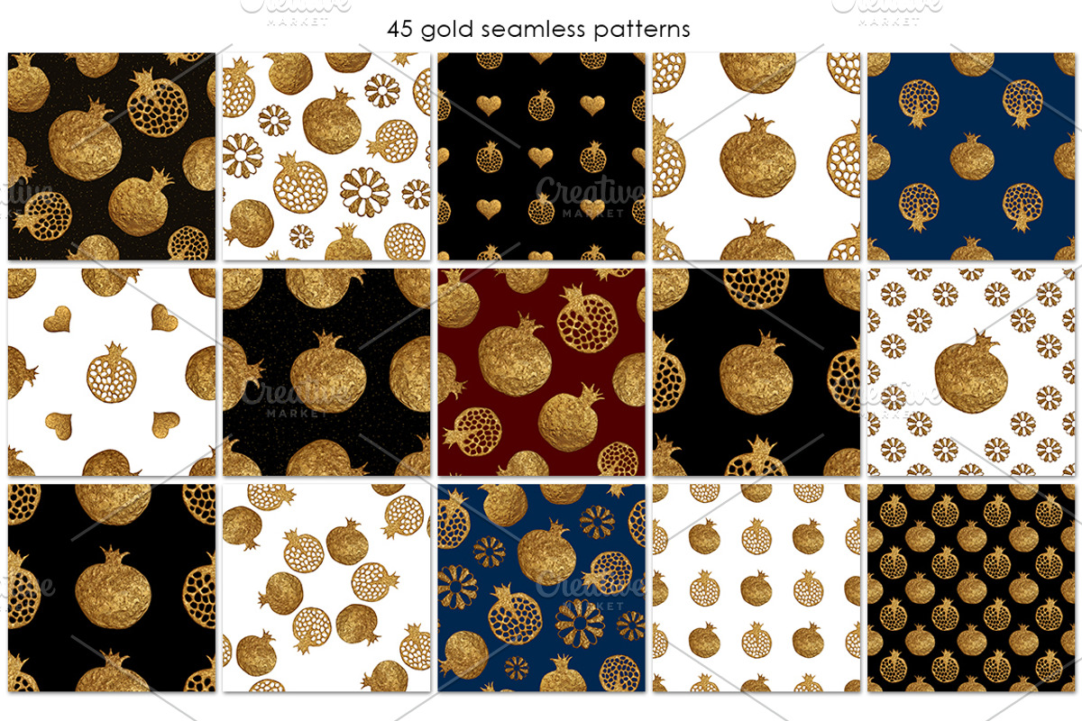 GOLD POMEGRANATE collection, a Pattern Graphic by xgart (Photo 2 of 6)
